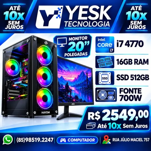 Computador i7 Completo SSD 512GB 16GB RAM Até 10x Sem Juros. 