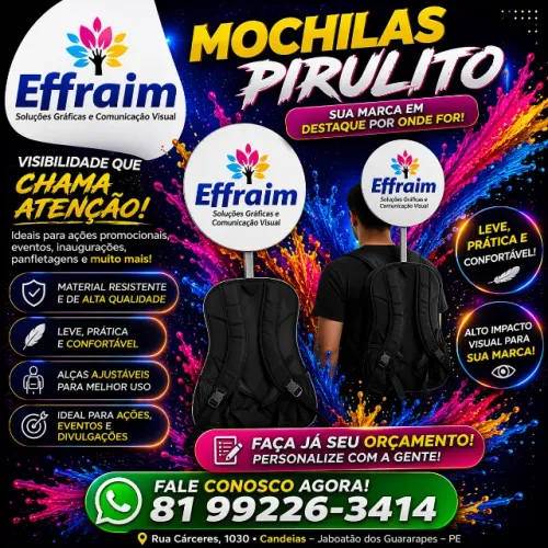 Mochila Pirulito Personalizada - Ideal para Divulgação