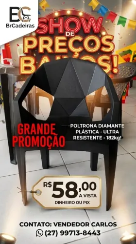 Cadeira Plástico Poltrona Diamante Jr Extra forte 182kg