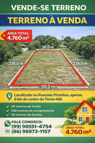 Vendo Terreno Povoado Povoado Piranhas em Timon,