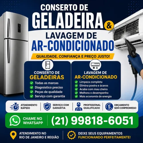 Conserto de Geladeira | Lavagem de Ar-Condicionado | RJ