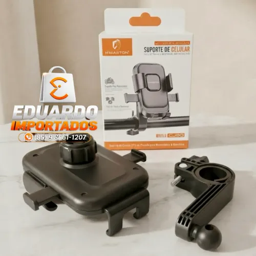 Suporte Guidão de Pressão p/ Celular, Moto ou Bike / Bicicleta 360 Anti vibração