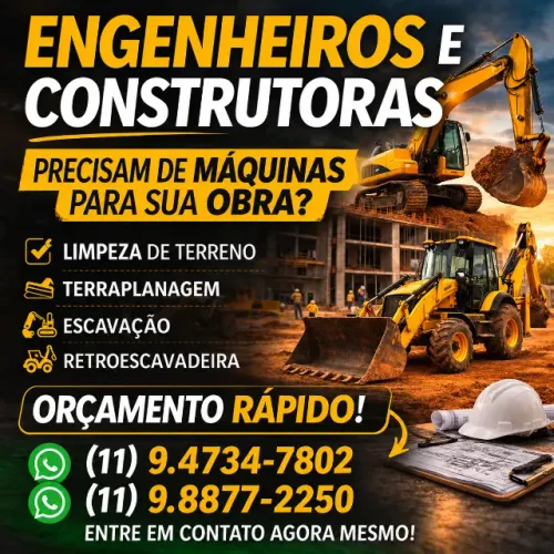 Serviços de terraplanagem, demolição escavações e locação