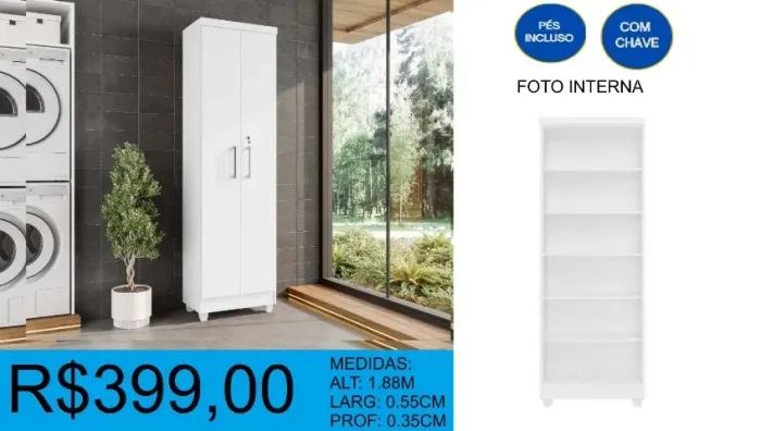 Multiuso com chaves inclusa alt:1,88m larg:55cm - frete grátis