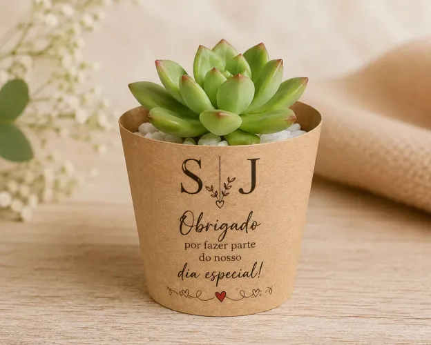Mini Suculentas Personalizadas Rústico - Lembrancinhas de casamento, qualquer evento
