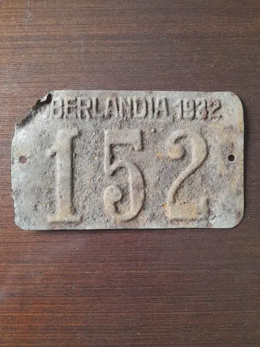 Placa Antiga Original e Rara de Carro de 1932 - Uberlândia 