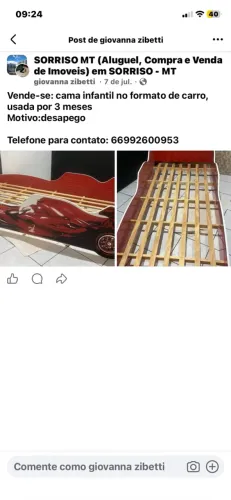 Cama infantil em formato de carro