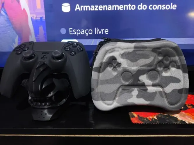 Controle PS5 Preto Original Anti Drift Hall Effect Com Estojo E Suporte