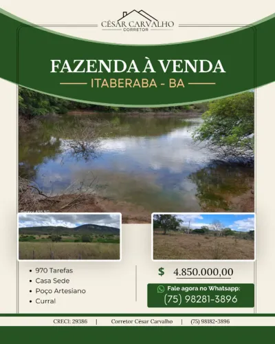 FAZENDA EM ITABERABA - 970 TAREFAS