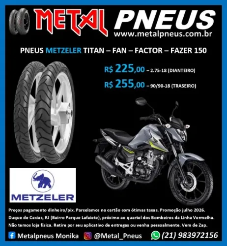 Pneu Moto Metzeler Titan Fan Factor Fazer Yes GSR - Sem Câmara