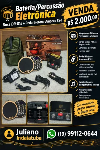 Bateria/Percussão Eletrônica Boss Dr-01s + Pedal Hotone Ampero FS-1 - R$2000,00
