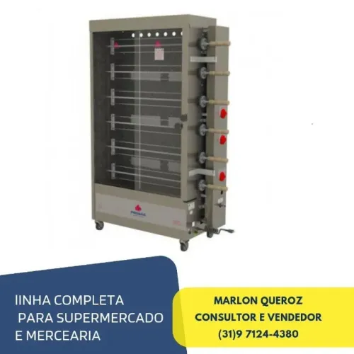 Assadeira de Frango 6 Espetos 30 Frangos Nova