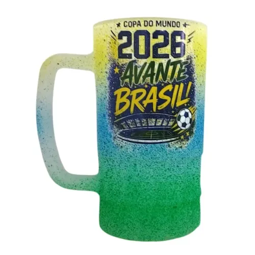 Caneca Chopp Brasil Jateada 550ml Personalizada 