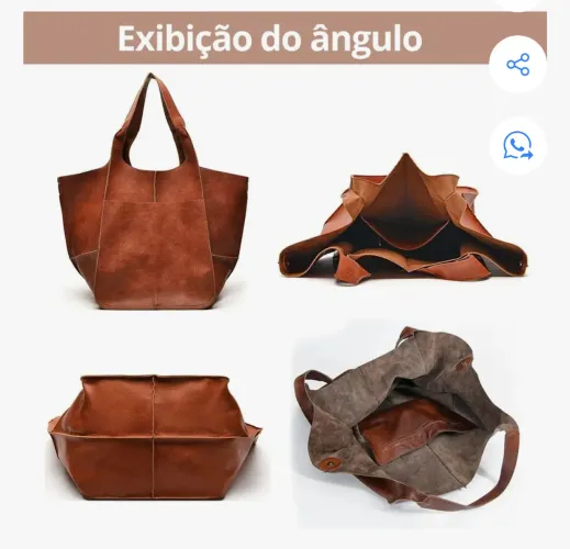 Bolsa Grande Couro Casual Marrom