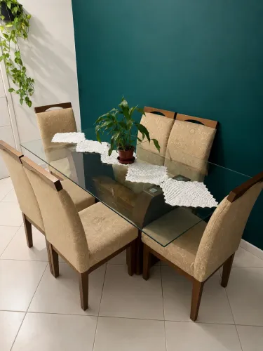 Mesa de Jantar Grande 1,80 x 1,00 m com 6 Cadeiras - Ótimo Estado