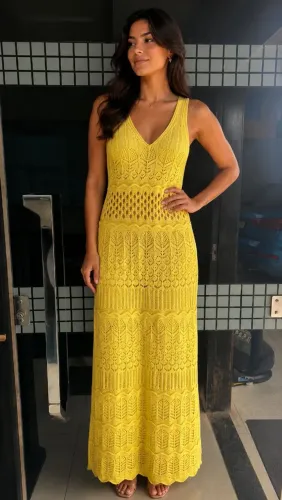 Vestido tricot Amarelo 