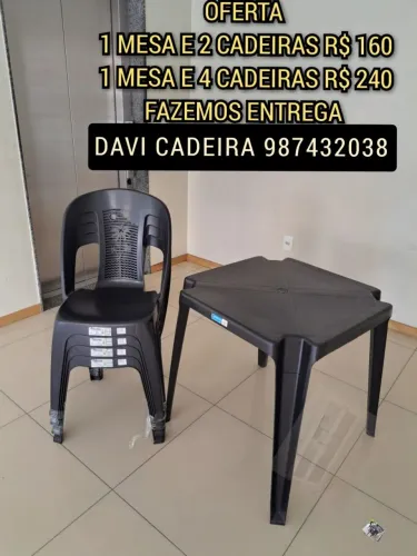MESA MAIS CADEIRA DE PLASTICO D ENTREGO H HOJE