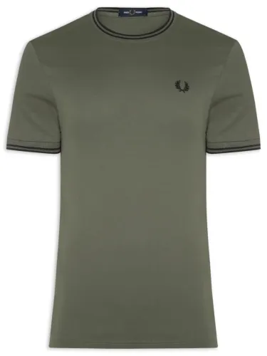 Camiseta Fred Perry Twin Tipped Regular Fit Verde Militar 