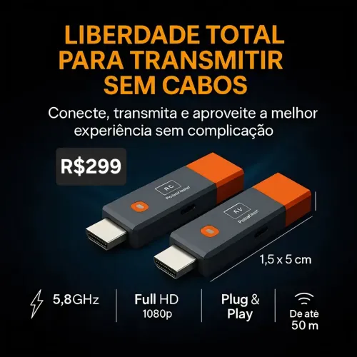 Receptor Transmissor HDMI Sem Fio
