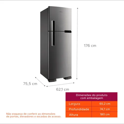 Refrigerador Brastemp Frost Free 375 Litros Duplex Inox - 220 Volts