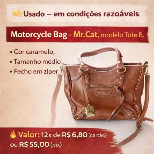 Bolsa de couro Mr. Cat. LEIA A DESCRIÇÃO!