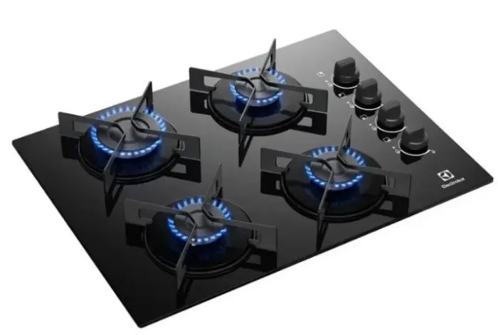 Cooktop 4 Bocas a Gás GLP Electrolux Mesa de Vidro Preto Acendimento Automático Efficient