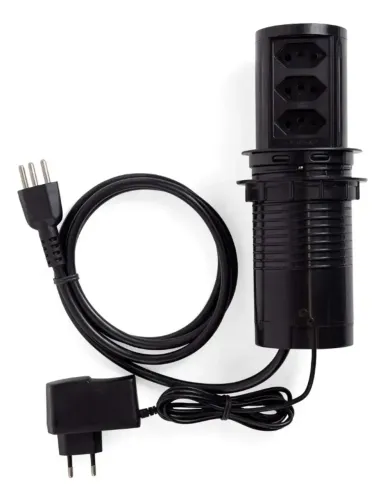 Torre Tomada Automática Com Indução 15w E 3 Tomadas Flex 16a Cor Preto