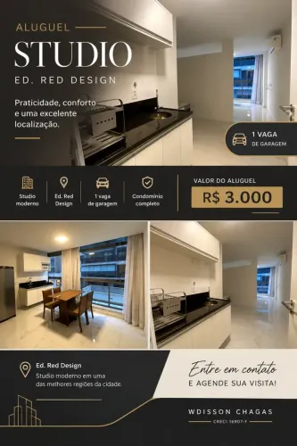 Studio para Aluguel | Ed. Red Design Barro Vermelho, Vitória/ES