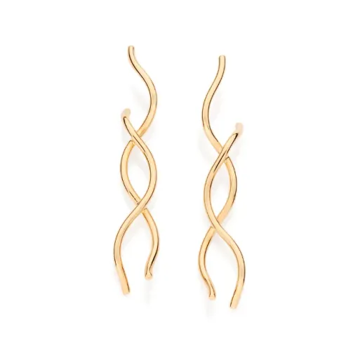 Rommanel - Brinco abraço fios estrelaçados banhados a ouro 18k