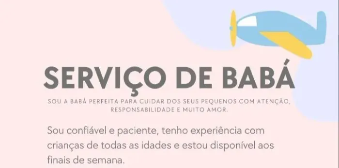Babá disponível qualquer horário