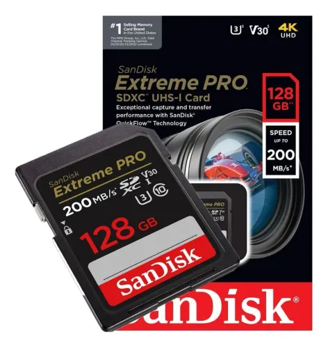 SanDisk Extreme PRO 128GB SDXC UHS-I - Original e Rápido