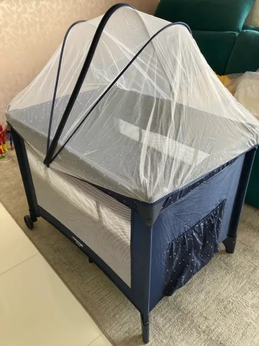 Berço Portátil Voyage Sleep Azul - Completo com Mosquiteiro e Bolsa