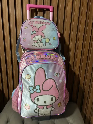  Kit mochila estojo lancheira My Melody hello Kitty Sanrio escola