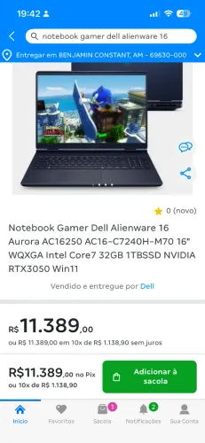 Notebook gamer Dell alienware