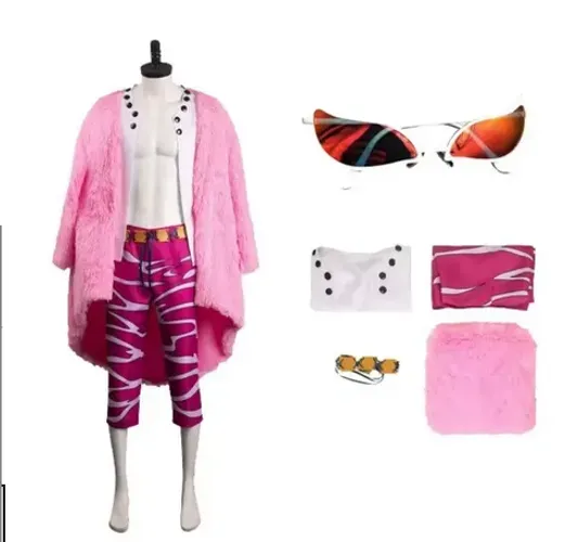 Cosplay Doflamingo One Piece Fantasia Completa com Wig Peruca