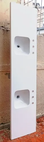 Pia em Mármore Quartzo Branco para banheiro nova.