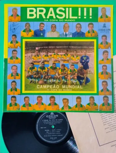 LP Brasil na Copa do Mundo 1958 - disco vinil figurinha Pelé Garrincha Campeão