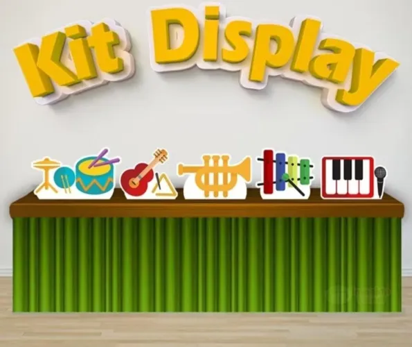Kit display de música e instrumentos musicais, todo em MDF. Novo.