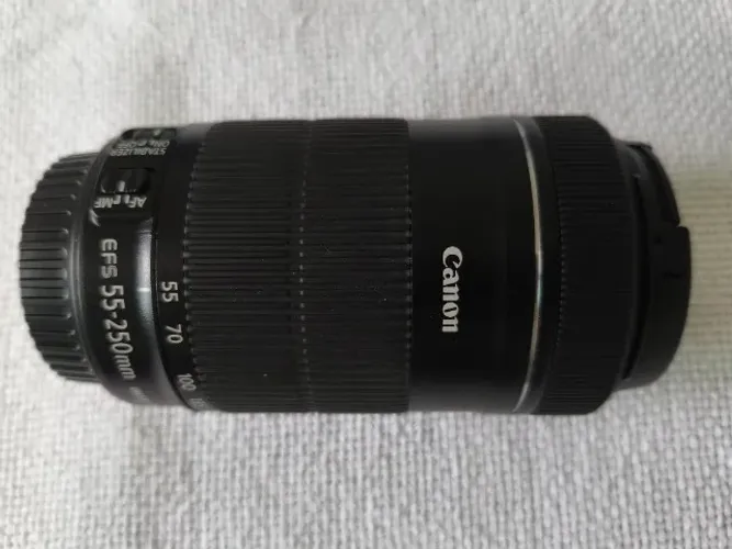 Lente Canon EF-S 55-250mm f/4-5.6 IS STM (Sem Uso) + Filtros + Bolsa