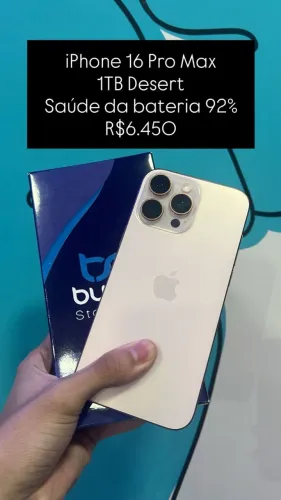 Seminovo: iPhone 16 Pro Max 1TB Desert - Bateria 92% | Loja Fisica