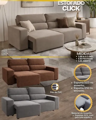 Sofá Retrátil e Reclinável 2 Mts Super Promoção Pronta Entrega