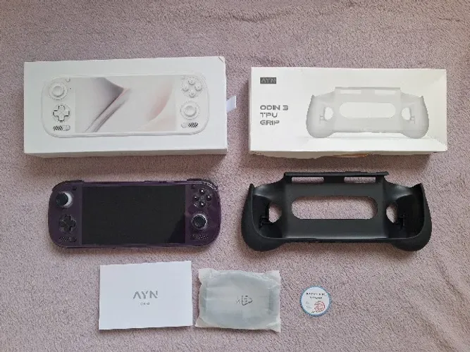 Ayn Odin 3 Pro roxo, 12gb Ram, 256gb Armazenamento, Snapdragon 8 Elite, Grip original