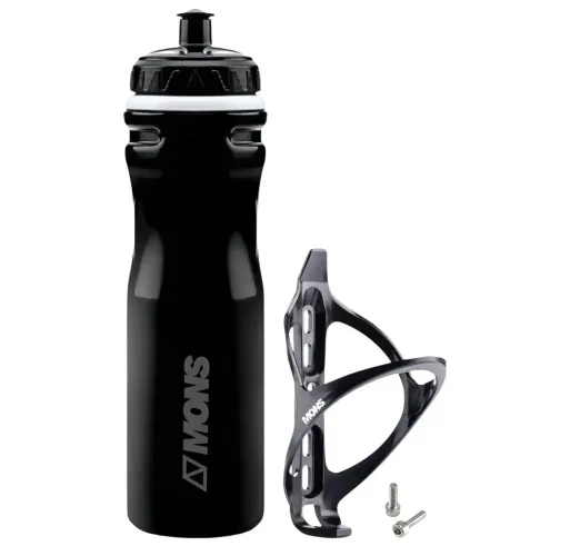 Garrafinha Squeeze Água 600ml Bike Mtb Garrafa Caramanhola Isotérmica Com Suporte Preto