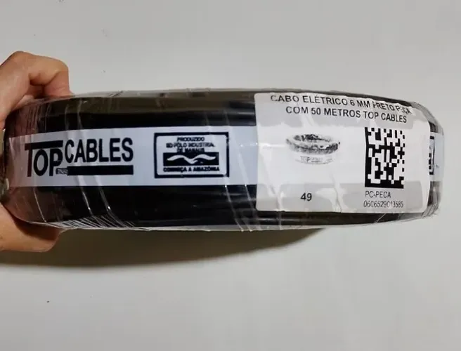 Cabo Elétrico 6mm Top Cables - Rolo com 50 Metros - NOVO/LACRADO