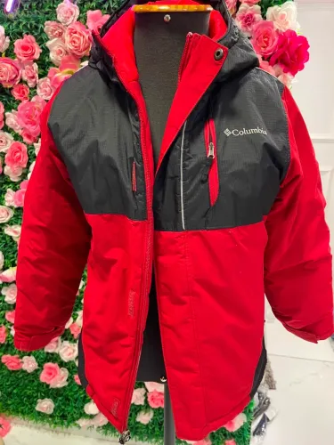 Japona impermeável original Columbia vermelha 10/12 anos criança