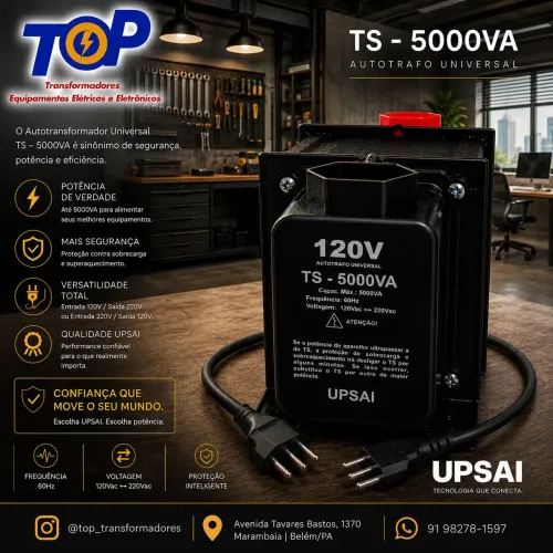 Transformador 5.000va para splits de Até 12.000 btus