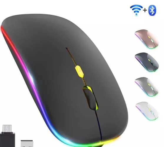 Mouse Sem Fio Recarregável 2.4g+bluetooth Rgb