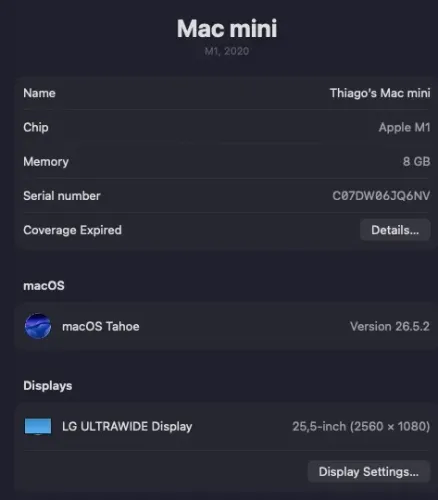 Mac Mini M1 2020 8gb RAM 256gb + Monitor