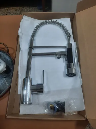 TORNEIRA GOURMER DUPLA DE COZINHA PARA BANCADA RETRÁTIL AÇO INOX CROMADA ÁGUA FRIA /QUENTE