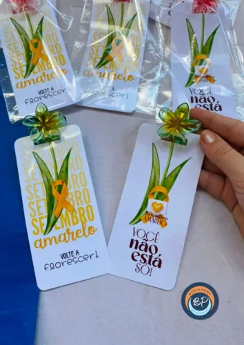Setembro Amarelo Cartão de Agradecimento com Presilha Flor 100UN